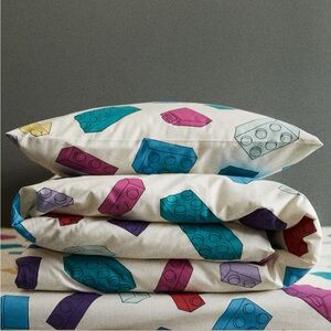 H&M kids Lego duvet cover set twin multicolor out of print eco cotton pillowcase
